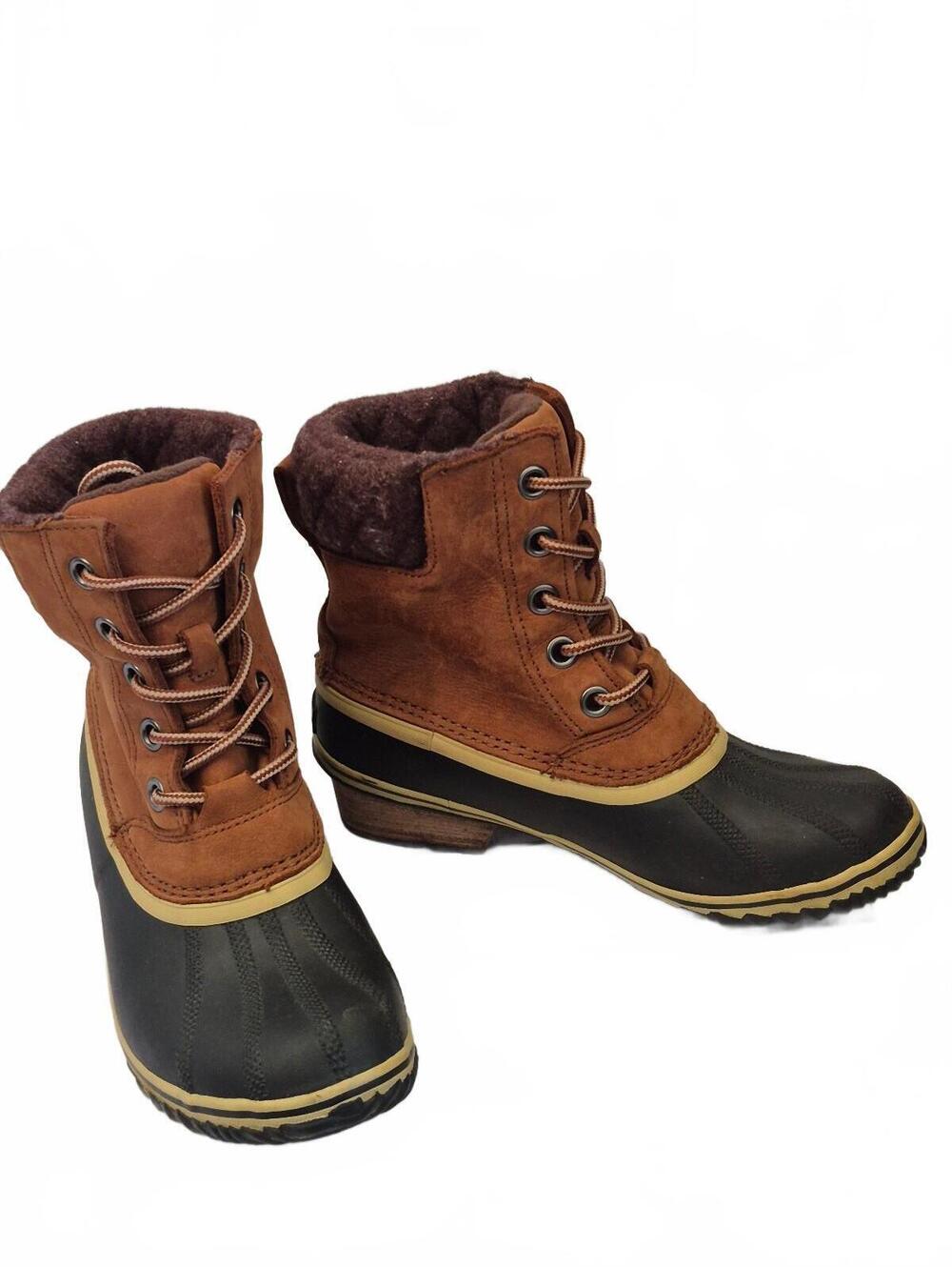 Sorel Slimpack Ii Lace Women’s Waterproof Duck Boots Brown Black Size 8